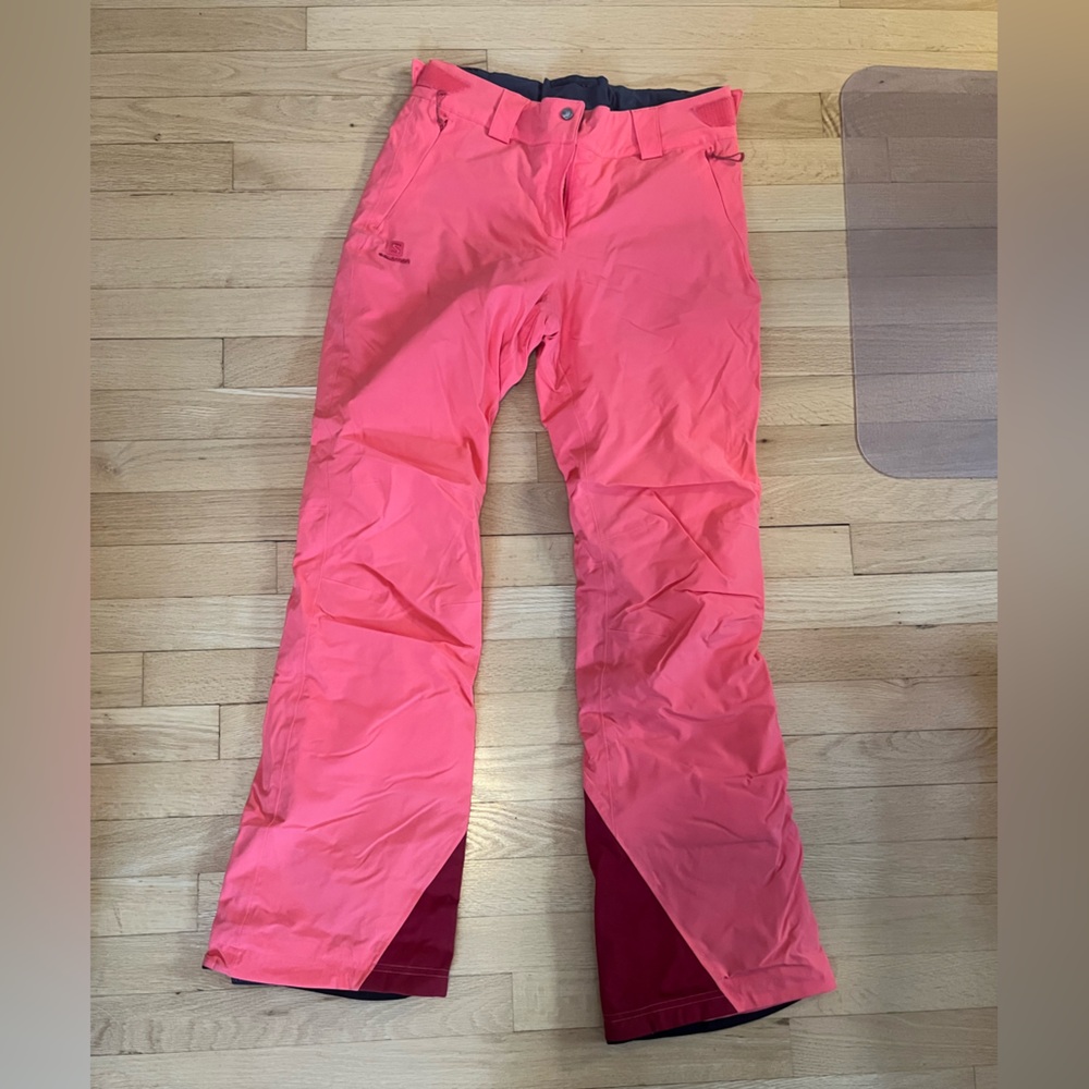 Salomon Coral and Red Snow Pants
